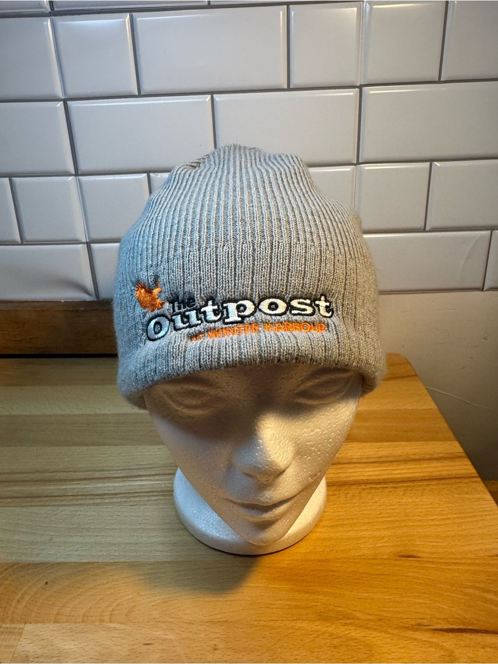 New Era Gray Beanie with Orange Accent Embroidery